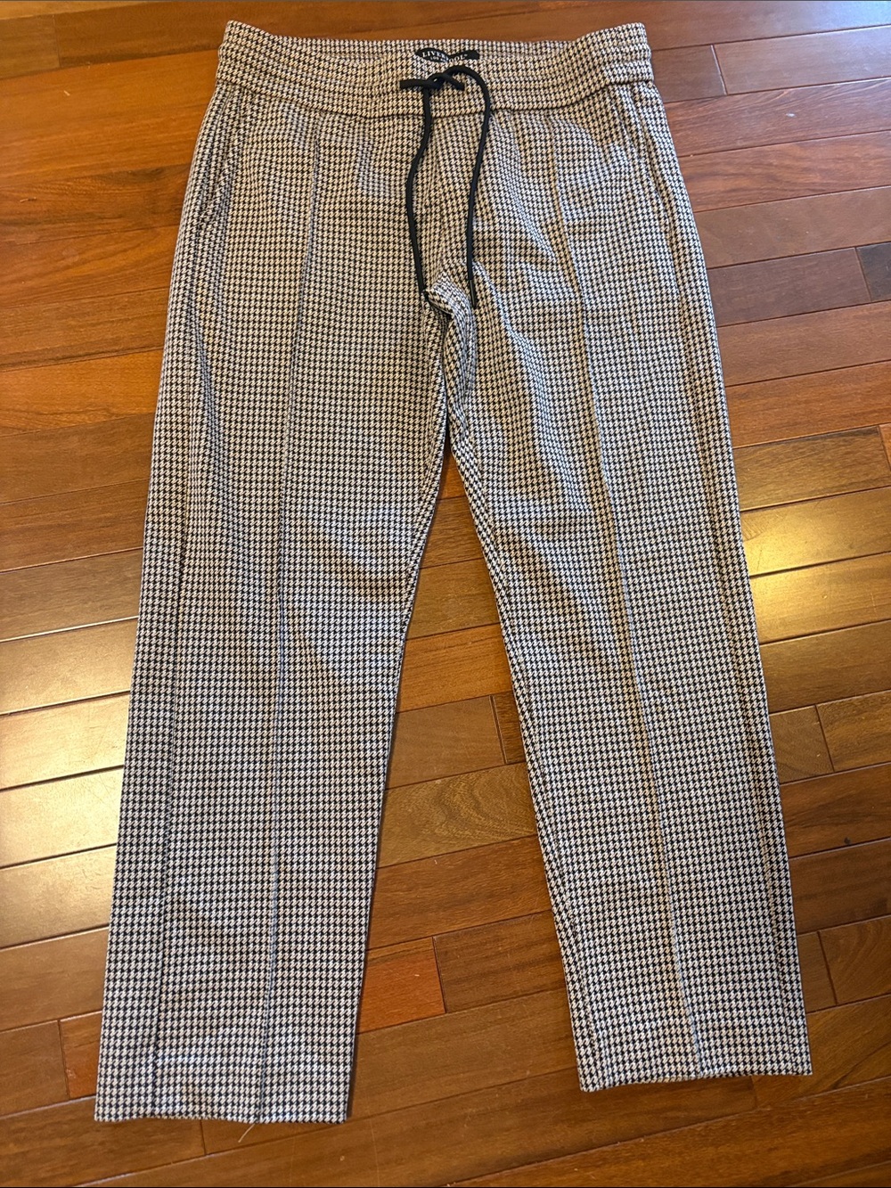Liverpool Black and Tan Houndstooth Drawstring Women’s Pants